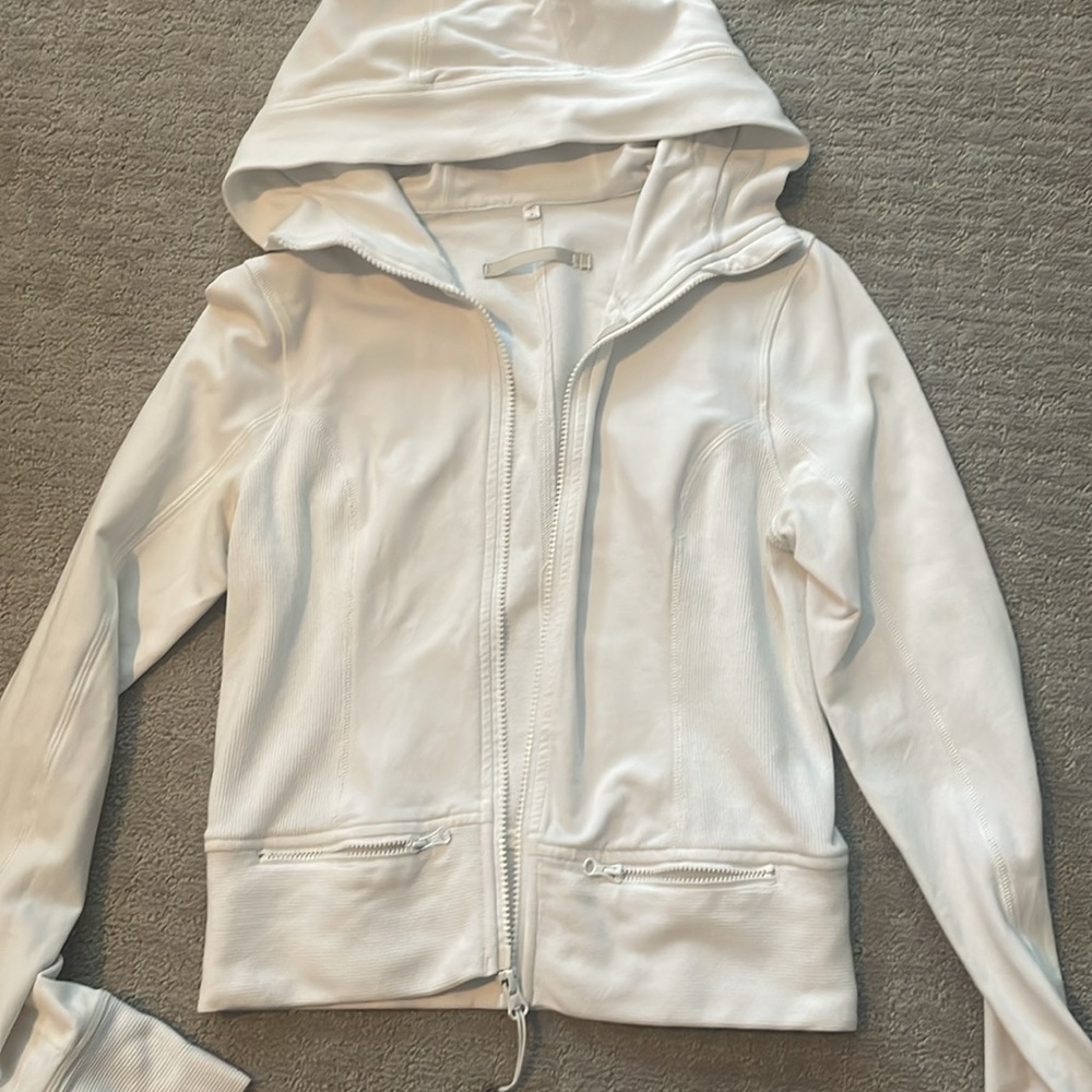 Lululemon white zip-up hoodie, size 6